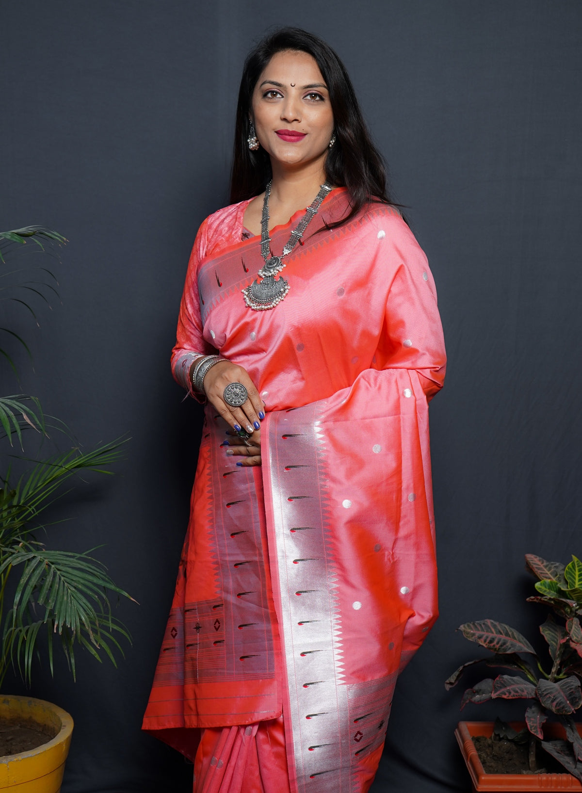 Divine Baby Pink Paithani Silk Saree With Angelic Blouse Piece