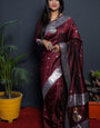 Bewitching Brown Paithani Silk Saree With Angelic Blouse Piece