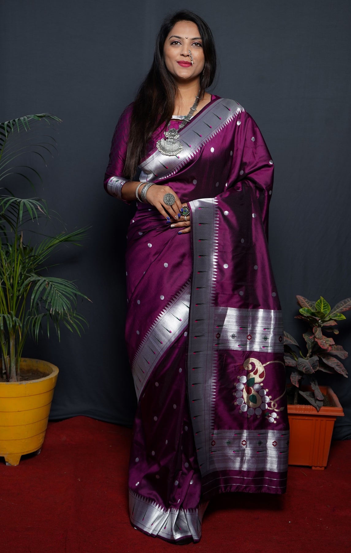 Ideal Purple Paithani Silk Saree With Angelic Blouse Piece