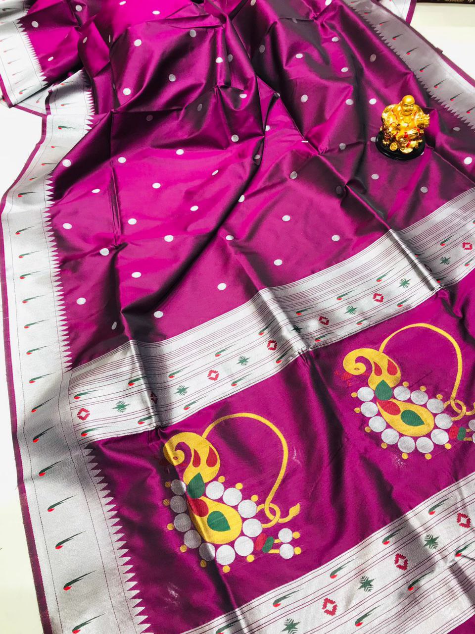 Ideal Purple Paithani Silk Saree With Angelic Blouse Piece