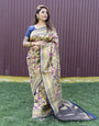 Forbearance Blue Paithani Silk Saree With Mellifluous Blouse Piece