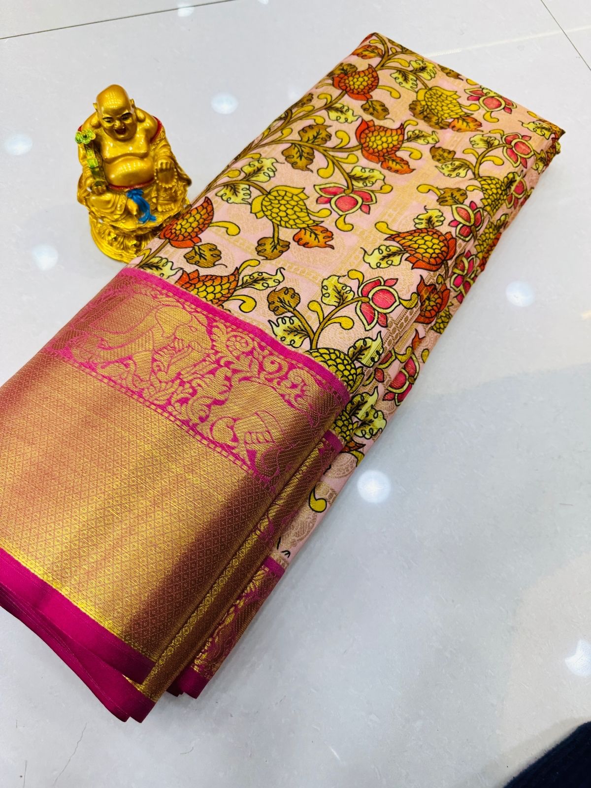 Fairytale Pink Soft Silk Saree With Girlish Blouse Piece