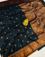 Lovely Black Soft Banarasi Silk Saree With Unique Blouse Piece