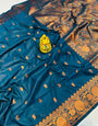 Hypnotic Rama Soft Banarasi Silk Saree With Unique Blouse Piece