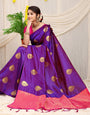 Wonderful Purple Banarasi Silk Saree With Adorable Blouse Piece
