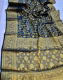 Dissemble Black Soft Banarasi Silk Saree With Lissome Blouse Piece