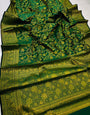 Effervescent Dark Green  Soft Banarasi Silk Saree With Lissome Blouse Piece