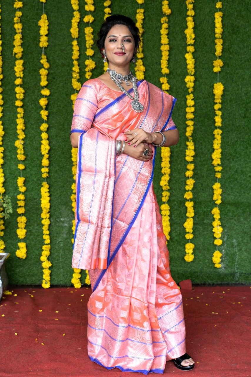 Pink Traditional Silk Saree With Light Green Blouse & Buttas Pattern - Sri  Arya Silks