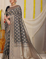 Extraordinary Black Soft Banarasi Silk Saree With Bewitching Blouse Piece