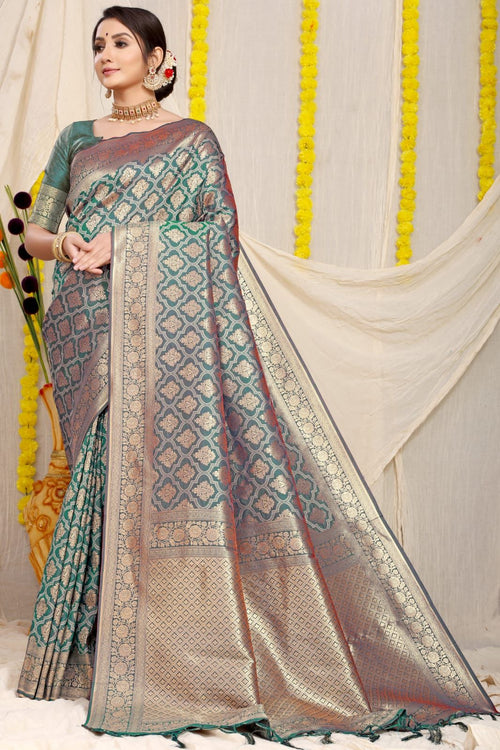 Load image into Gallery viewer, Dazzling Grey Soft Banarasi Silk Saree With Bewitching Blouse Piece
