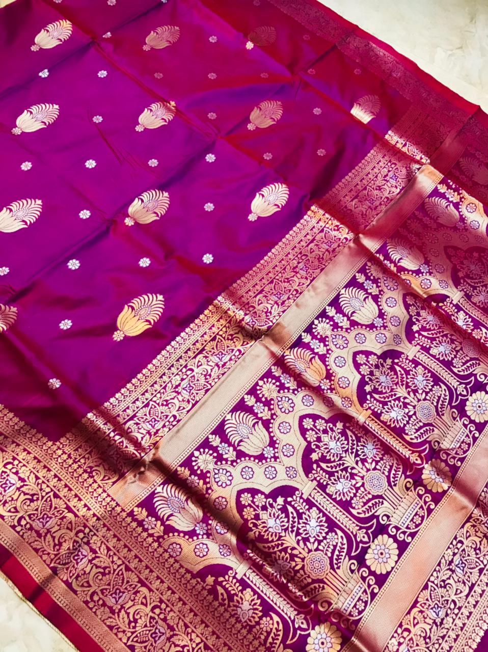 Panoply Purple Kanjivaram Silk With Demure Blouse Piece