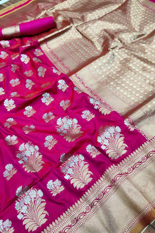 Load image into Gallery viewer, Luxuriant Dark Pink Kanjivaram Silk With Seraglio Blouse Piece
