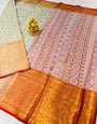 Enticing Beige Kanjivaram Silk and Angelic Blouse Piece