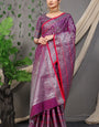 Mellifluous Purple Banarasi Silk Saree With Classic Blouse Piece