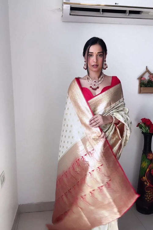 Load image into Gallery viewer, Gorgeous 1-Minute Ready To Wear Beige Soft Silk Saree
