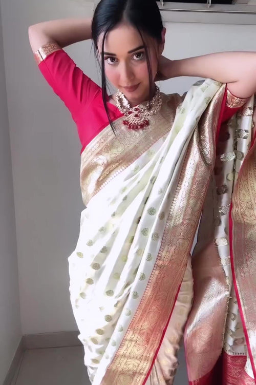 Load image into Gallery viewer, Gorgeous 1-Minute Ready To Wear Beige Soft Silk Saree
