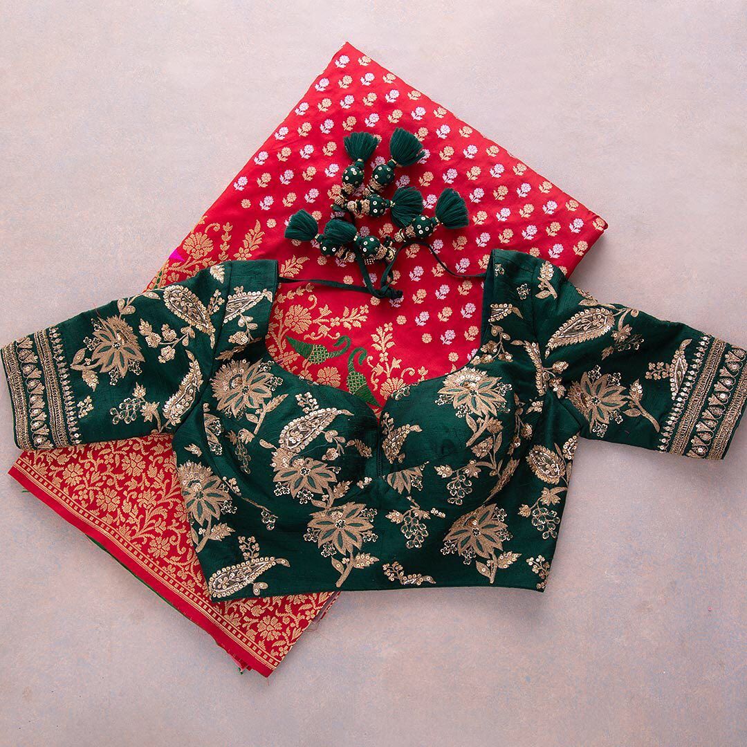 Assemblage Red Soft Banarasi Silk Saree With Demesne Two Blouse Piece