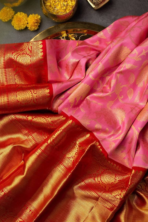 Load image into Gallery viewer, Glowing Pink Soft Banarasi Silk Saree With Beautiful Blouse Piece
