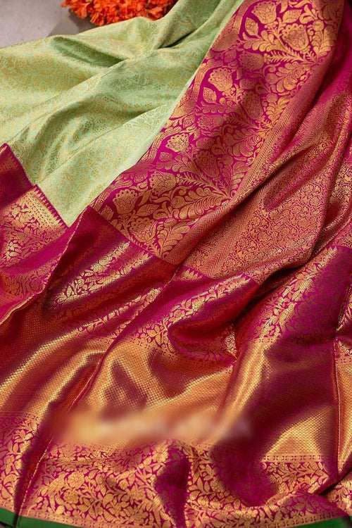 Load image into Gallery viewer, Invaluable Pista Soft Banarasi Silk Saree With Surpassing Blouse Piece

