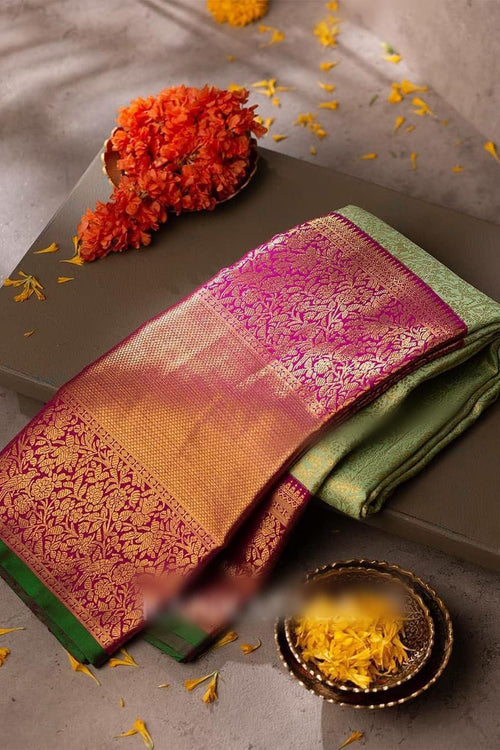 Load image into Gallery viewer, Invaluable Pista Soft Banarasi Silk Saree With Surpassing Blouse Piece
