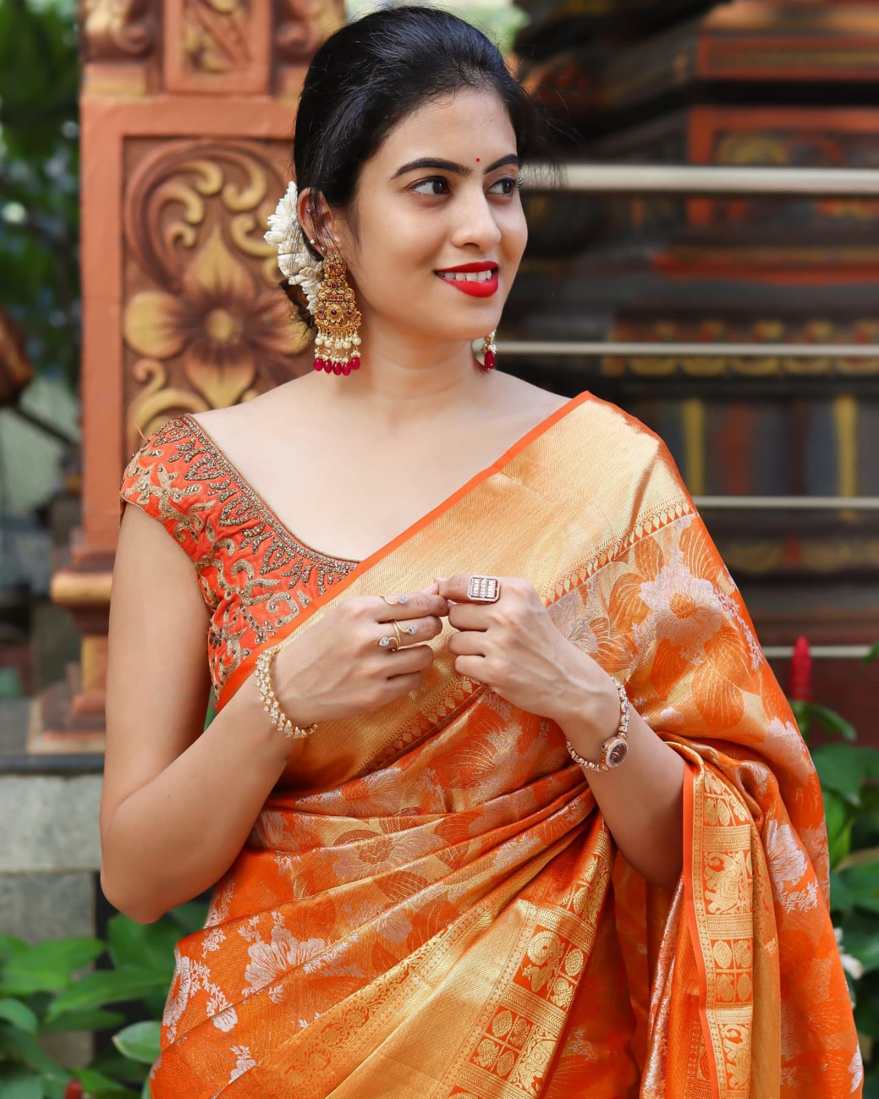 Felicitous Orange Soft Banarasi Silk Saree With Enchanting Blouse Piece