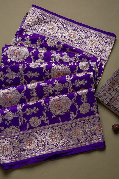 Charming Purple Soft Banarasi Silk Saree With Pretty Blouse Piece