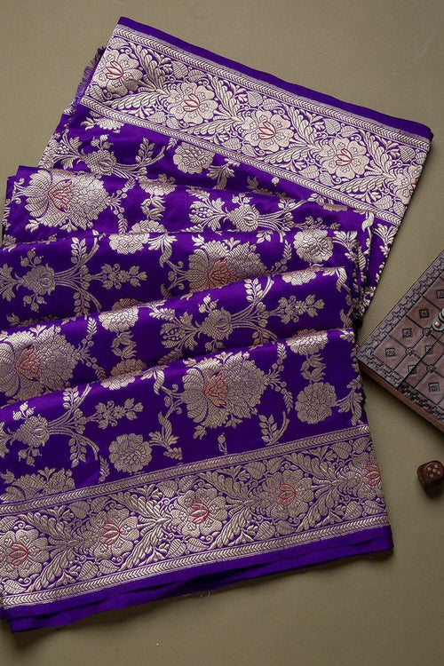 Load image into Gallery viewer, Charming Purple Soft Banarasi Silk Saree With Pretty Blouse Piece

