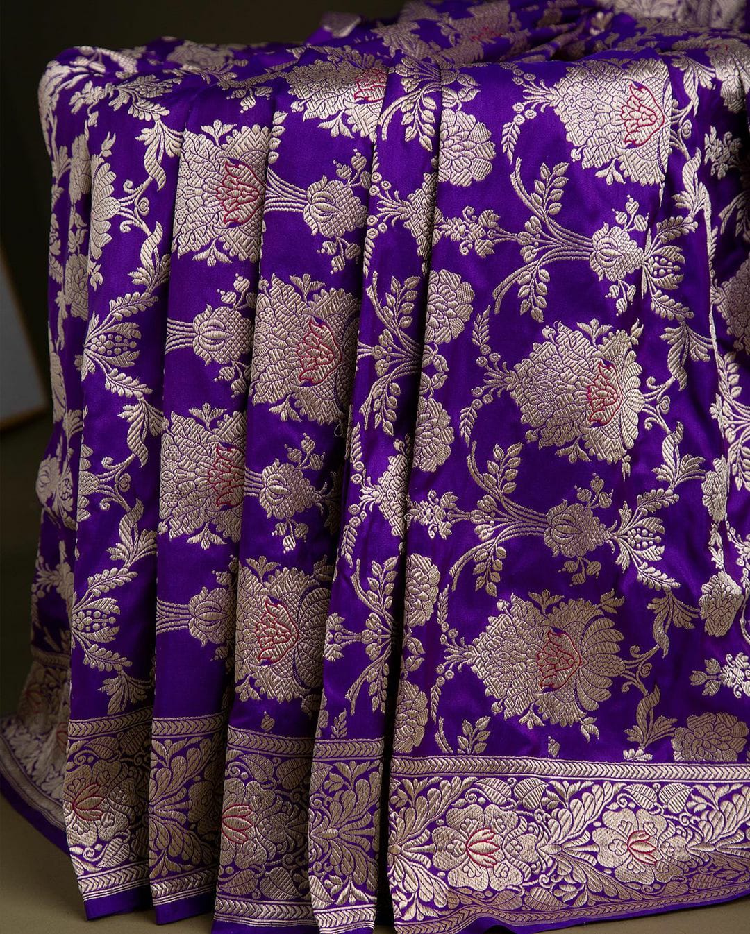 Charming Purple Soft Banarasi Silk Saree With Pretty Blouse Piece