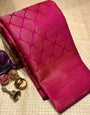 Desultory Dark Pink Soft Silk Saree With Lissome Blouse Piece