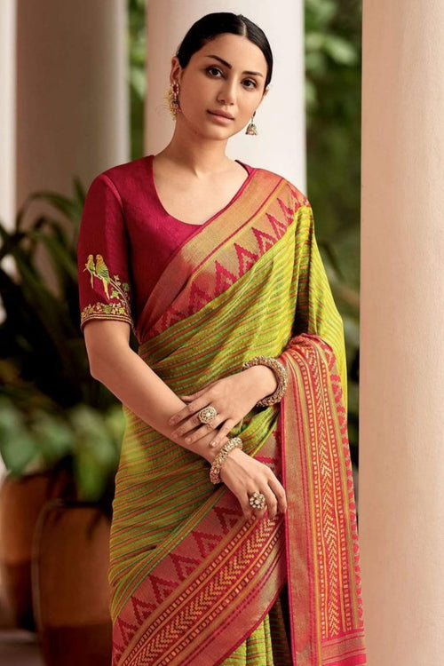 Load image into Gallery viewer, Superb Mehndi Soft Silk Saree With Classic Two Blouse Piece
