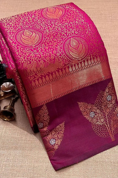 Load image into Gallery viewer, Surreptitious Dark Pink Soft Silk Saree With Murmurous Blouse Piece
