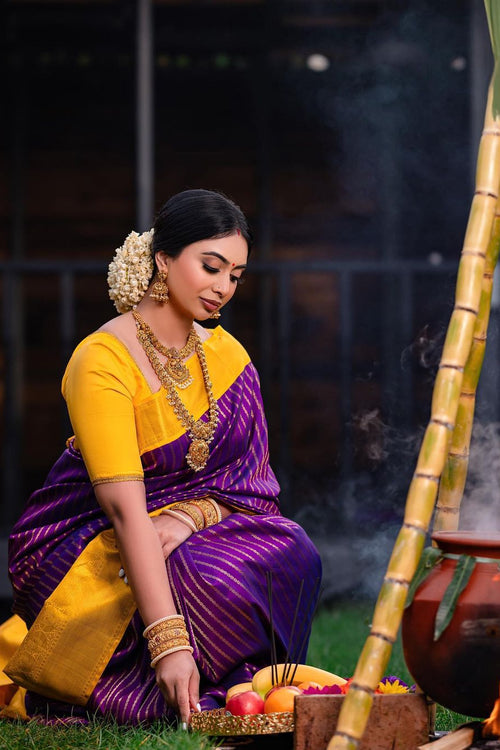 Load image into Gallery viewer, Dalliance Purple Soft Silk Saree With Chatoyant Blouse Piece
