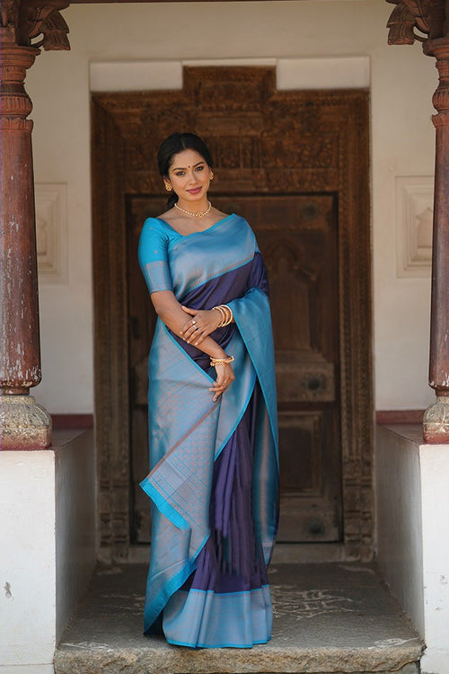 Load image into Gallery viewer, Precious Navy Blue Soft Silk Saree With Extraordinary Blouse Piece
