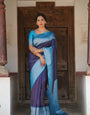 Precious Navy Blue Soft Silk Saree With Extraordinary Blouse Piece