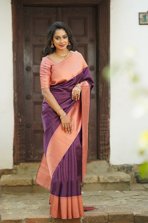 Load image into Gallery viewer, Lovely Purple Soft Silk Saree With Wonderful Blouse Piece
