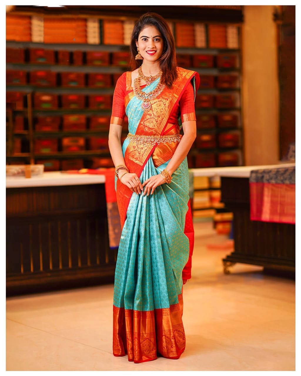 Buy SGF11 Women's Kanjivaram Soft Silk Saree With Blouse Piece (Rama Green)  at Amazon.in