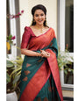 Felicitous Rama Soft Silk Saree With Transcendent Blouse Piece