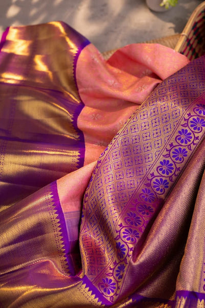 Surreptitious Pink Soft Banarasi Silk Saree With Pretty Blouse Piece