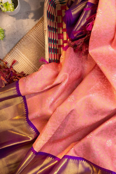 Surreptitious Pink Soft Banarasi Silk Saree With Pretty Blouse Piece