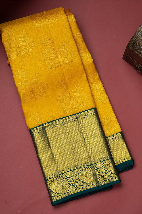 Load image into Gallery viewer, Blissful Yellow Soft Banarasi Silk Saree With Flattering Two Blouse Piece
