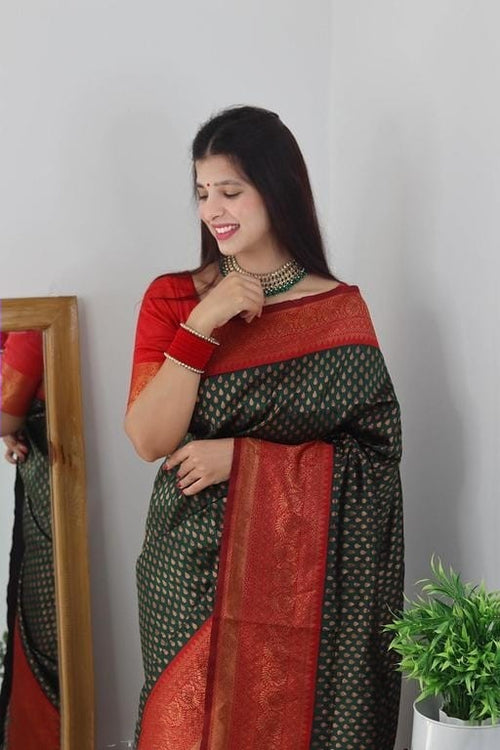 Load image into Gallery viewer, Magnetic Dark Green Soft Silk Saree With Seraglio Blouse Piece
