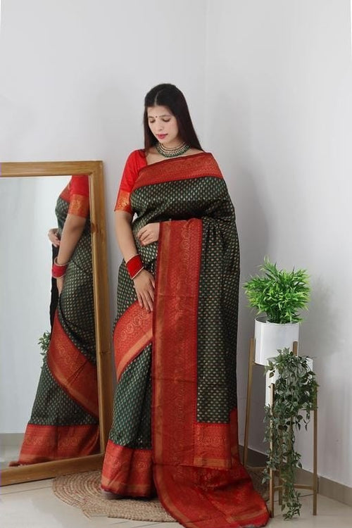 Load image into Gallery viewer, Magnetic Dark Green Soft Silk Saree With Seraglio Blouse Piece
