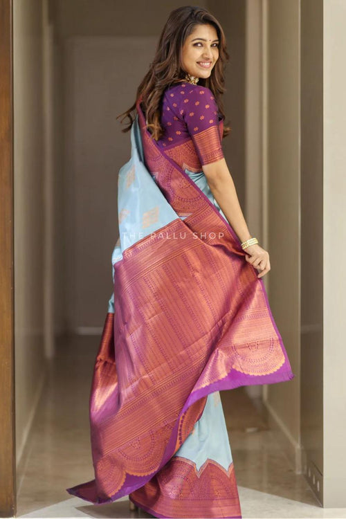 Load image into Gallery viewer, Splendiferous Sky Soft Silk Saree With Incredible Blouse Piece
