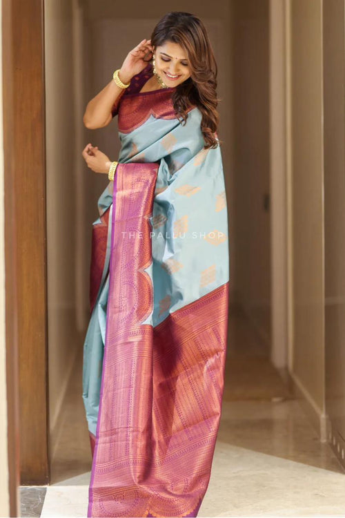 Load image into Gallery viewer, Splendiferous Sky Soft Silk Saree With Incredible Blouse Piece
