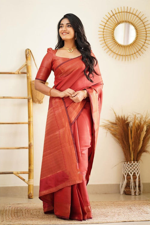 Load image into Gallery viewer, Gratifying Red Soft Silk Saree With Incomparable Blouse Piece
