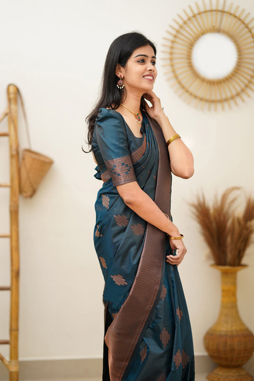 Load image into Gallery viewer, Beleaguer Rama Soft Silk Saree With Dissemble Blouse Piece
