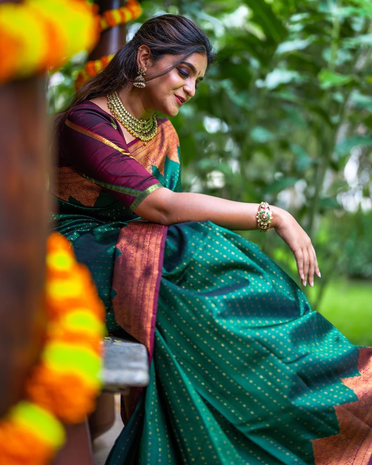 Incomparable Green Soft Silk Saree with Serendipity Blouse Piece