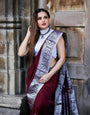 Sensational Wine Soft Banarasi Silk Saree With Attractive Blouse Piece