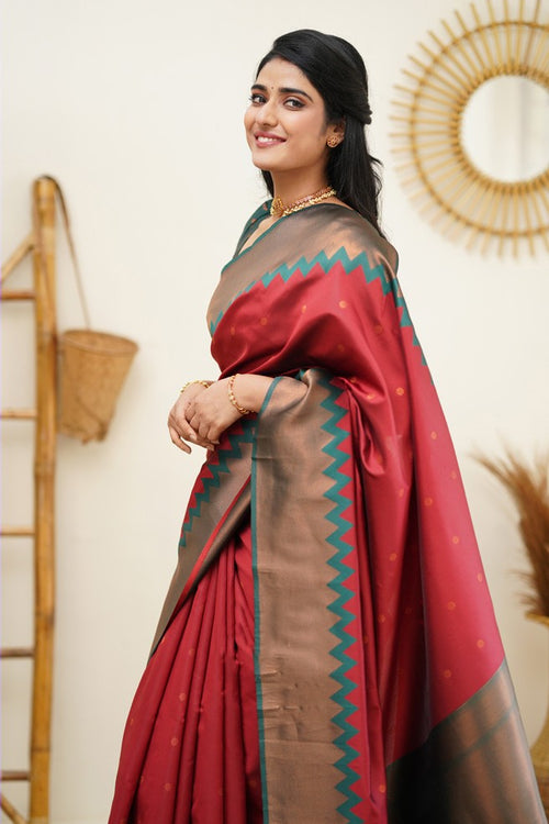 Load image into Gallery viewer, Mesmerising Maroon Soft Banarasi Silk Saree With Flaunt Blouse Piece
