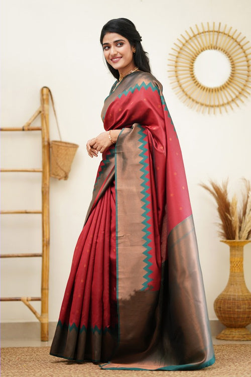 Load image into Gallery viewer, Mesmerising Maroon Soft Banarasi Silk Saree With Flaunt Blouse Piece
